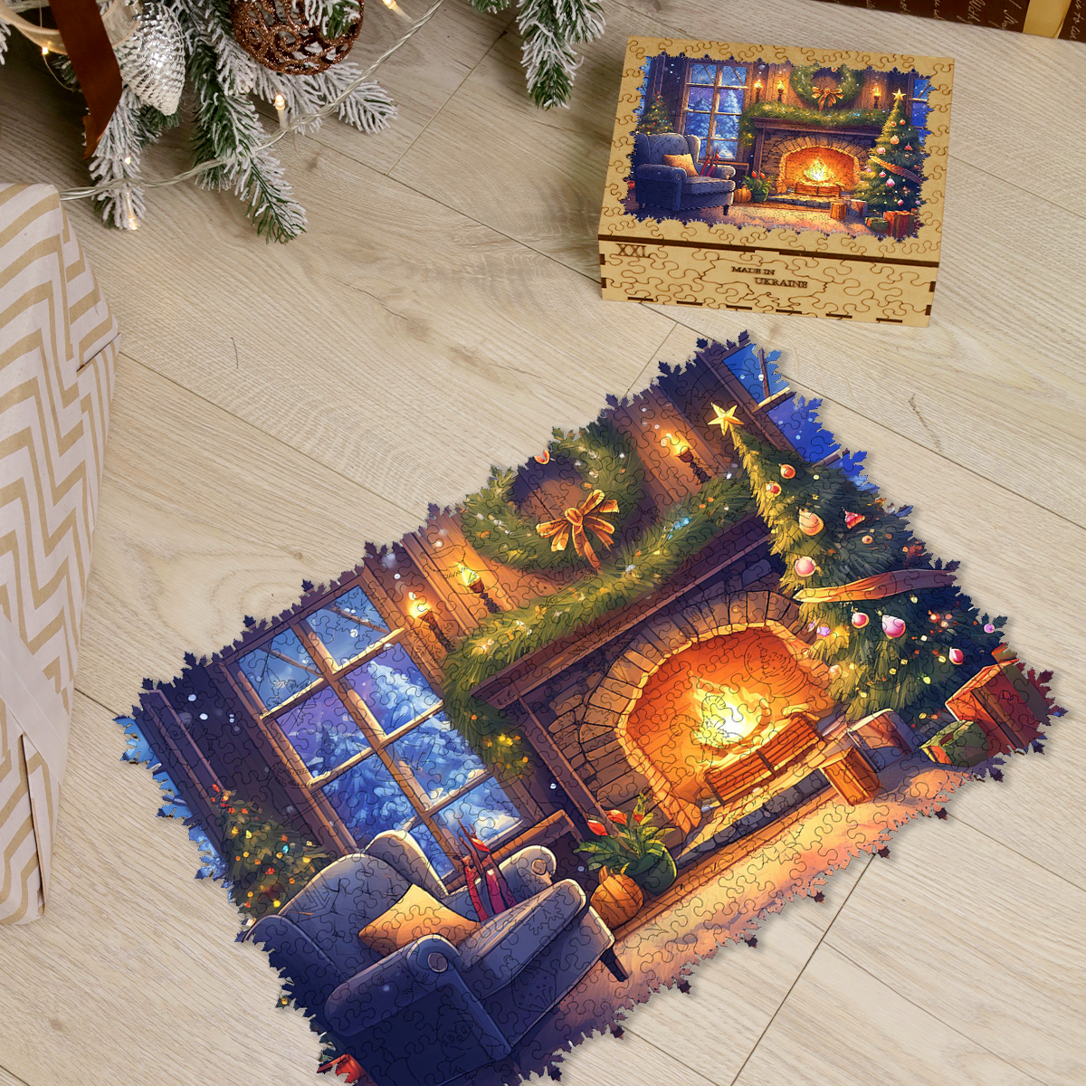 Wooden Jigsaw Puzzle Cozy Near the Fireplace - Woods Story