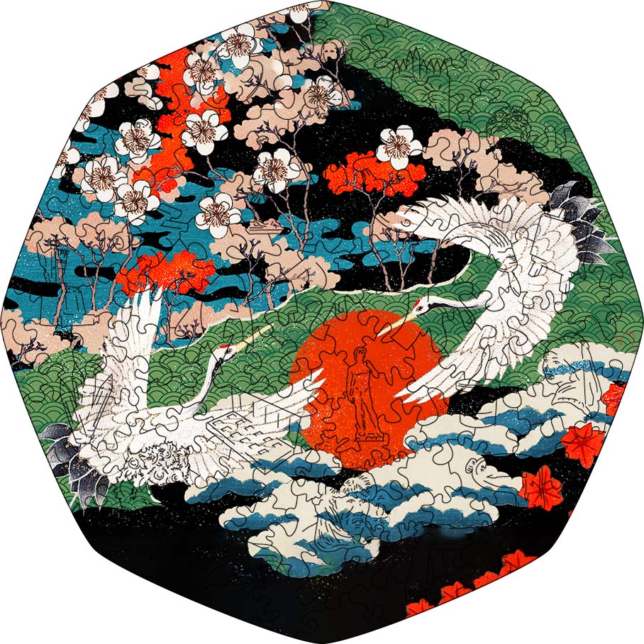 Wooden Jigsaw Puzzle Cranes - Woods Story