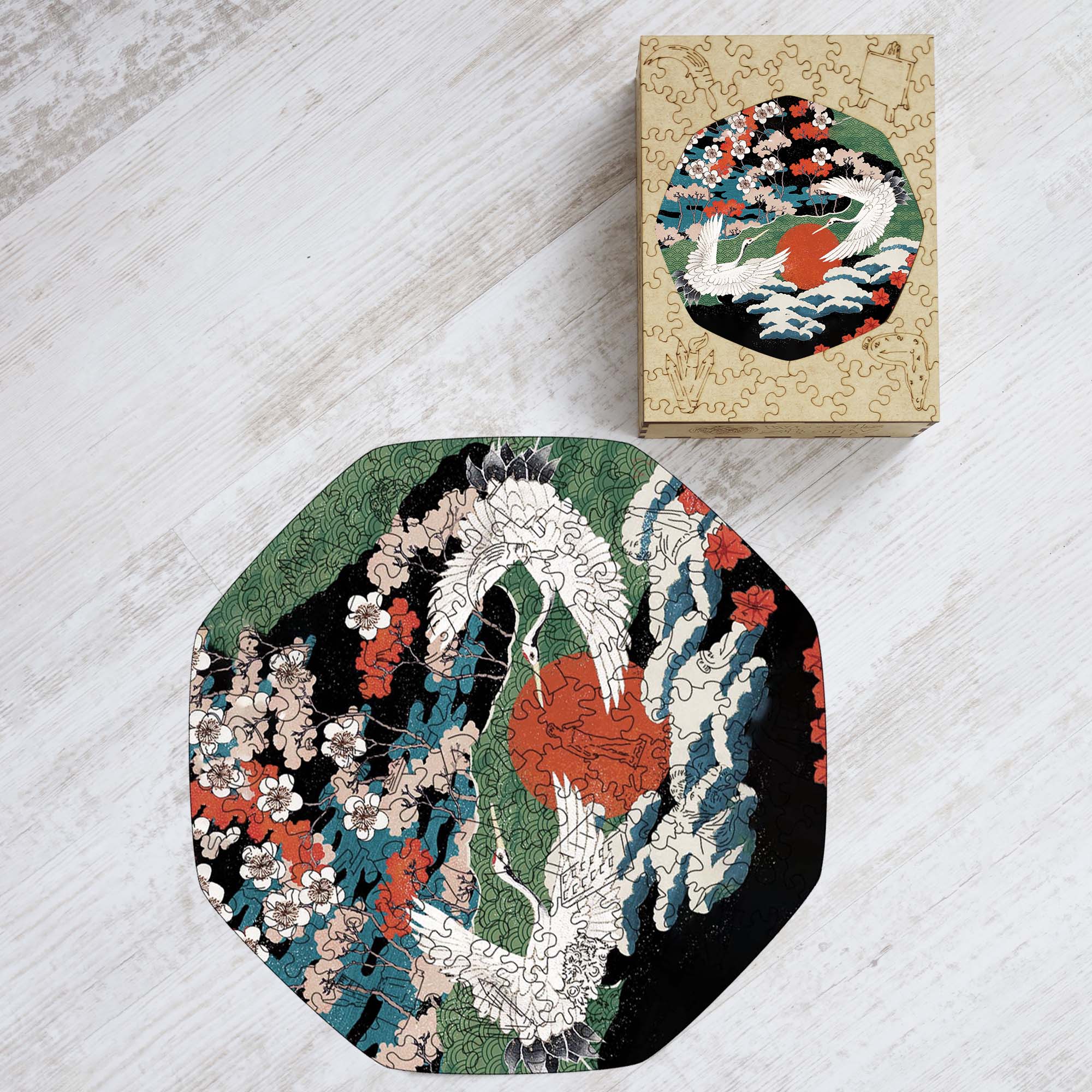 Wooden Jigsaw Puzzle Cranes - Woods Story