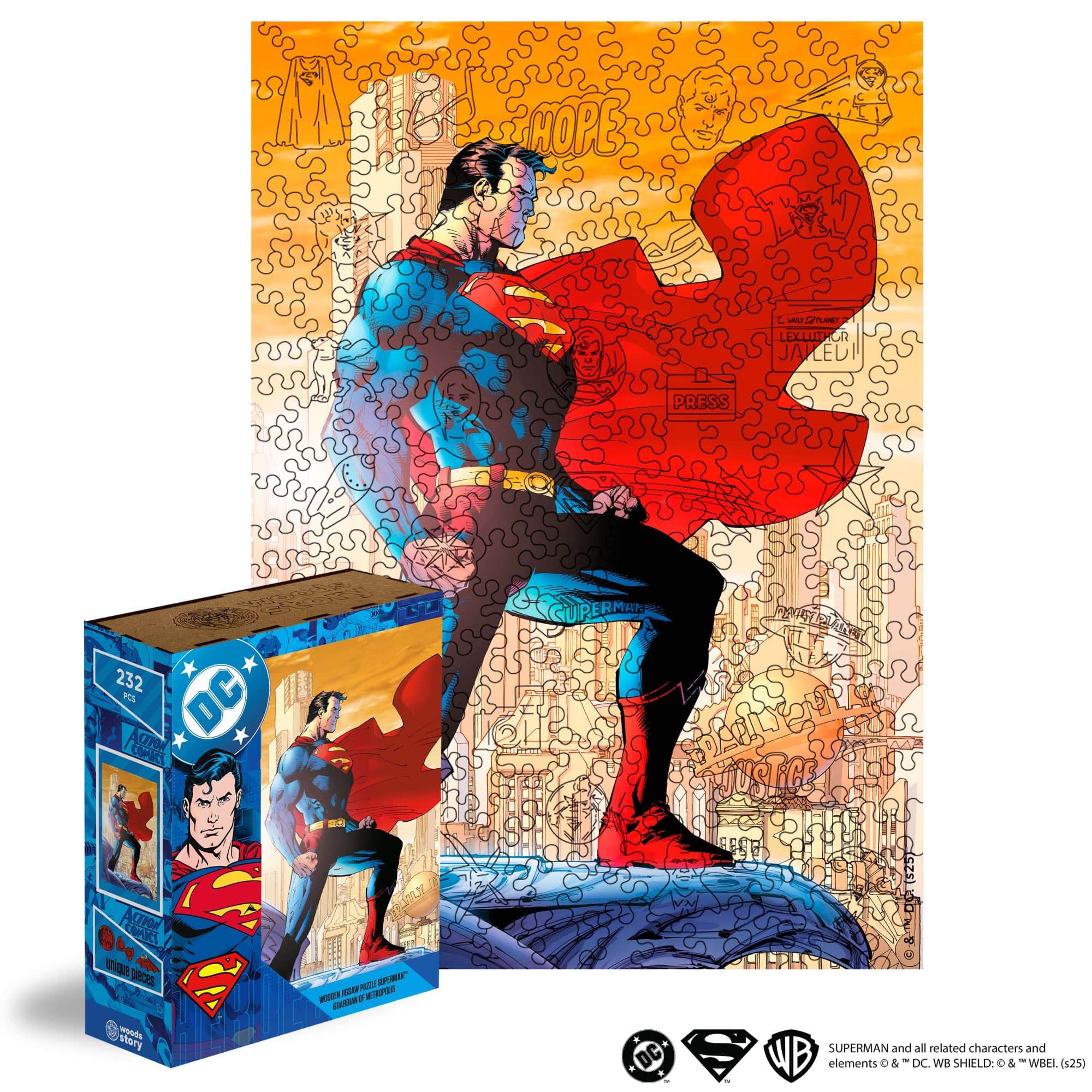 Wooden jigsaw puzzle DC Superman™ – Protector of Metropolis - Woods Story