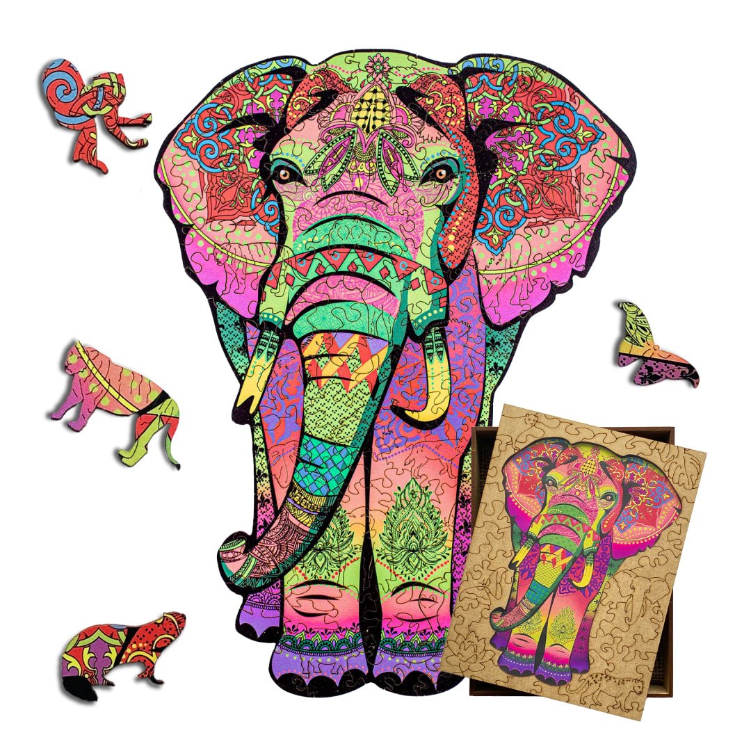Wooden Jigsaw Puzzle Elephant - Woods Story