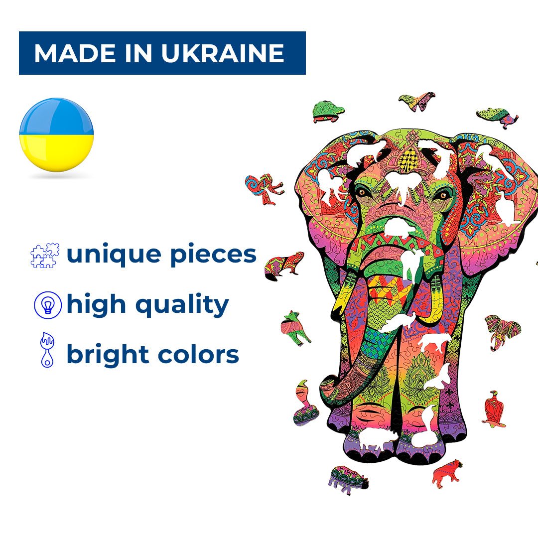 Wooden Jigsaw Puzzle Elephant - Woods Story