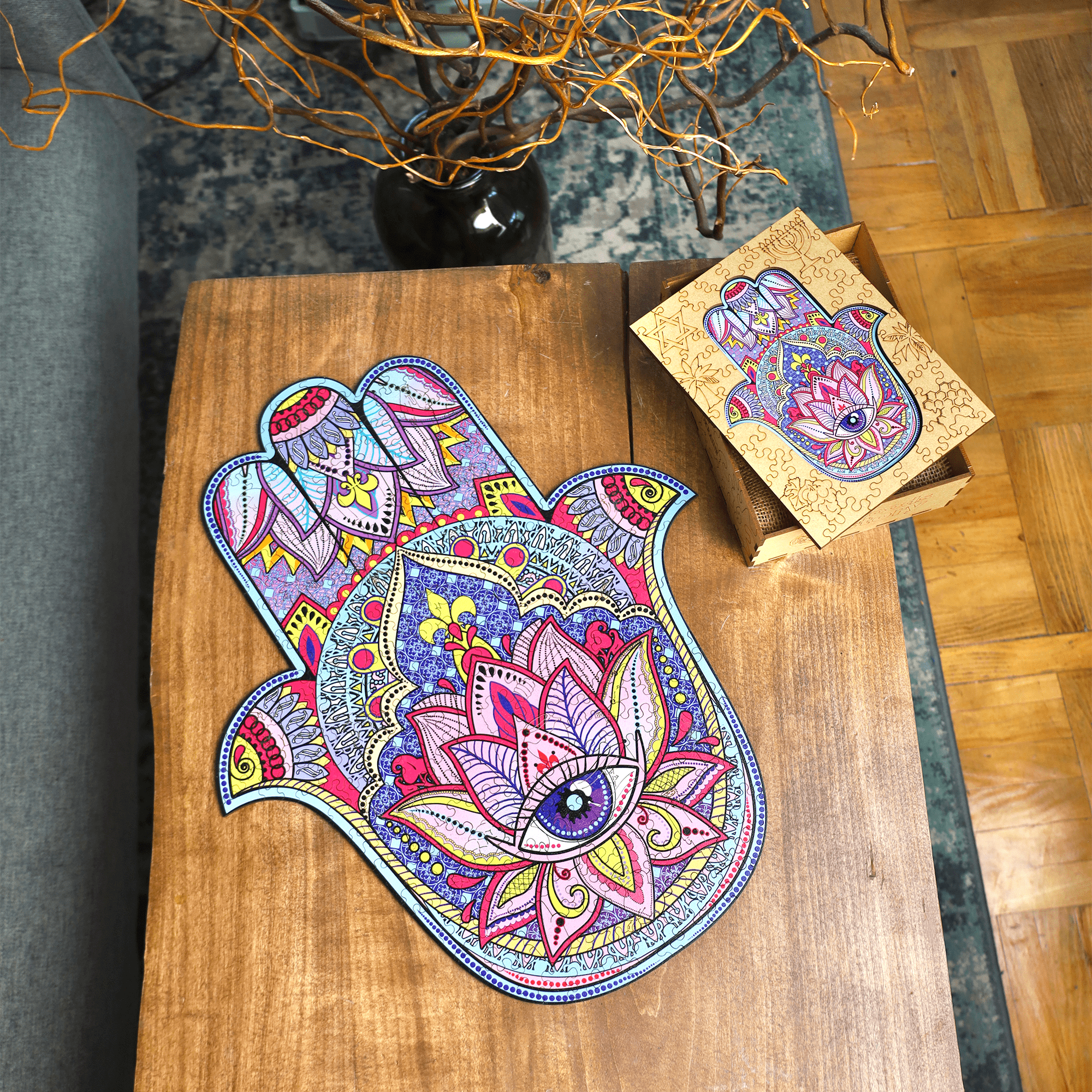 Wooden Jigsaw Puzzle Hamsa - Woods Story