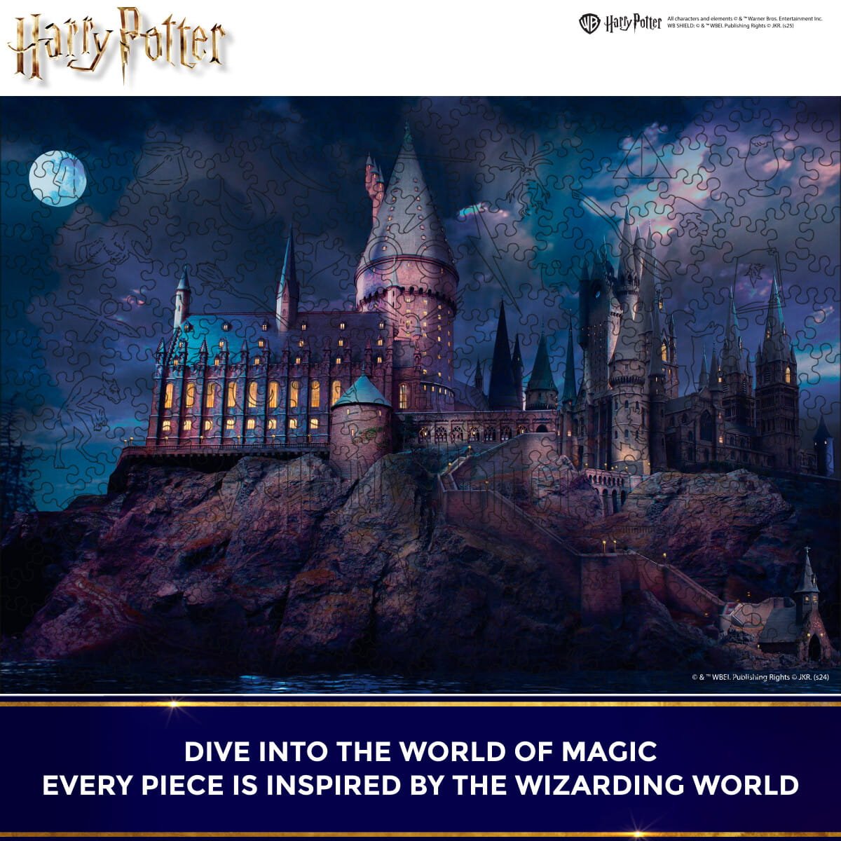 Wooden jigsaw puzzle Harry Potter Hogwarts Castle Night™ - Woods Story