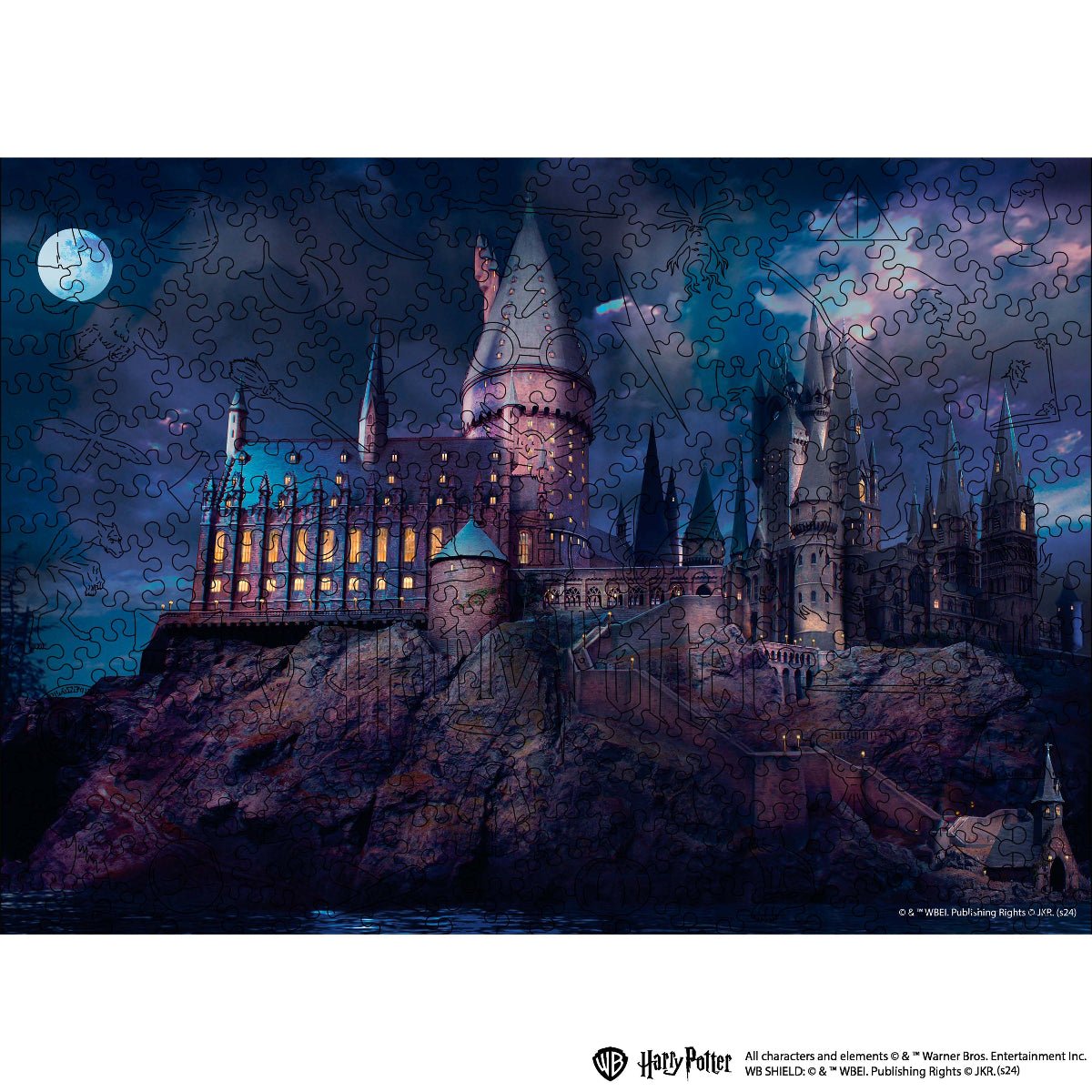 Wooden jigsaw puzzle Harry Potter Hogwarts Castle Night™ - Woods Story