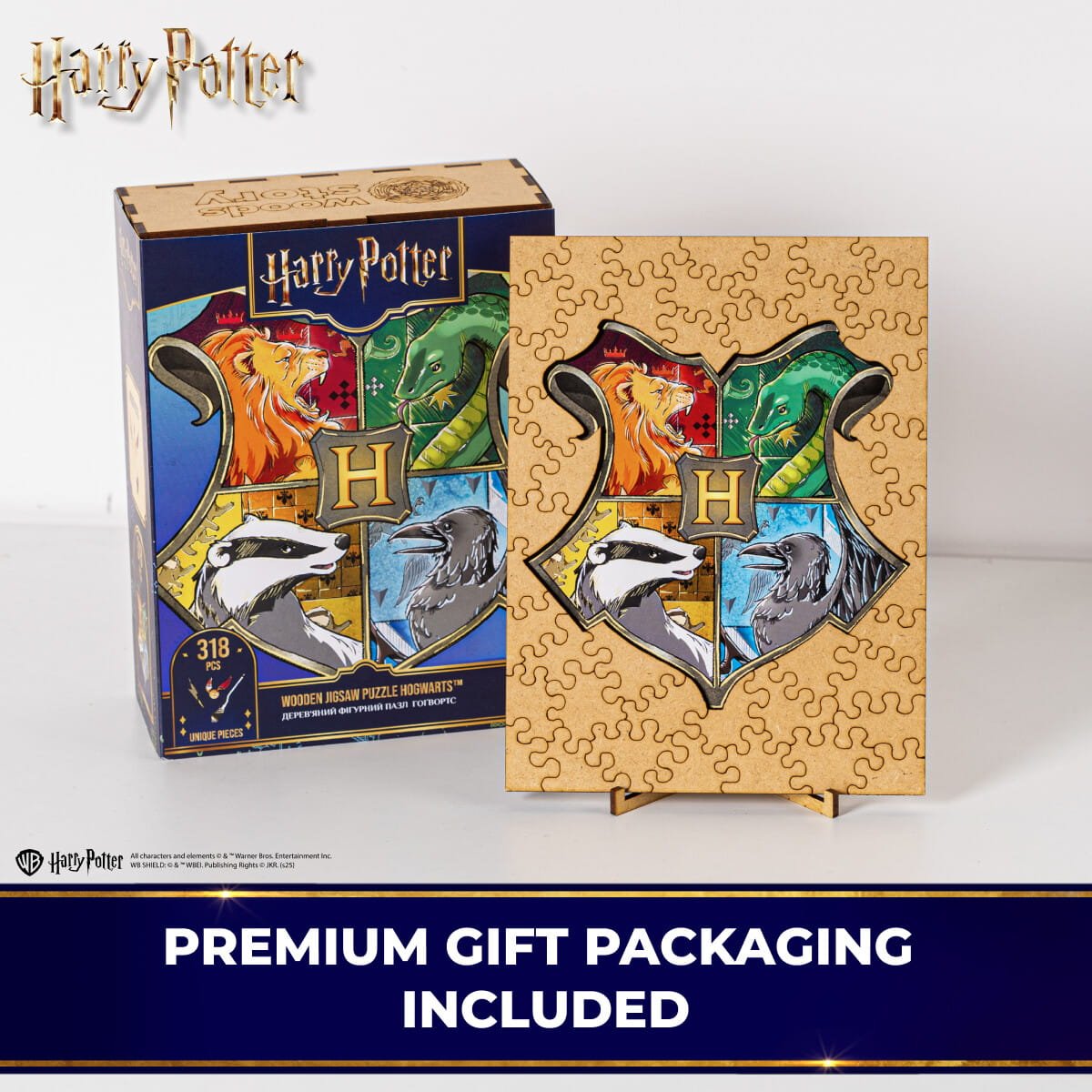 Wooden jigsaw puzzle Harry Potter Hogwarts™ Crest - Woods Story