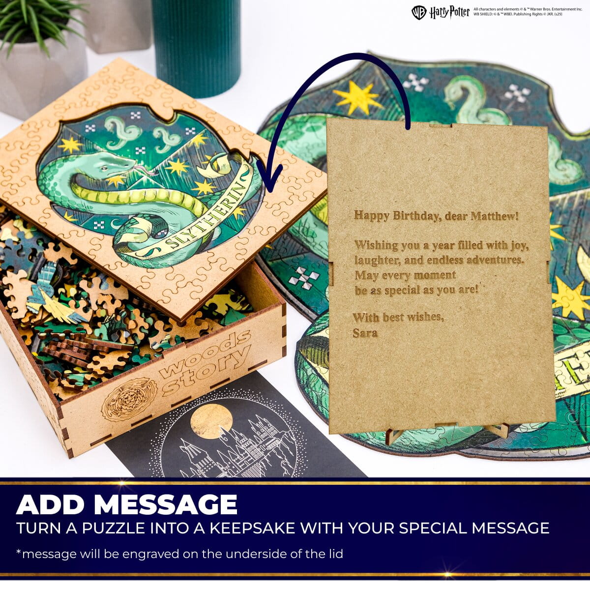 Wooden jigsaw puzzle Harry Potter Slytherin™ Crest - Woods Story