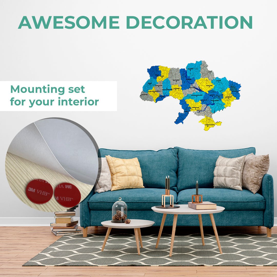 Wooden Jigsaw Puzzle Map Of Ukraine Blue and yellow - Woods Story