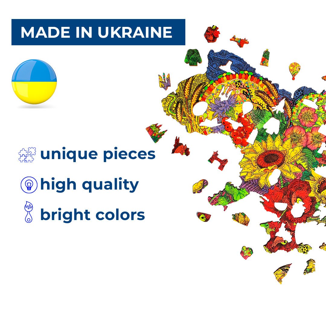 Wooden Jigsaw Puzzle Map Of Ukraine Color - Woods Story