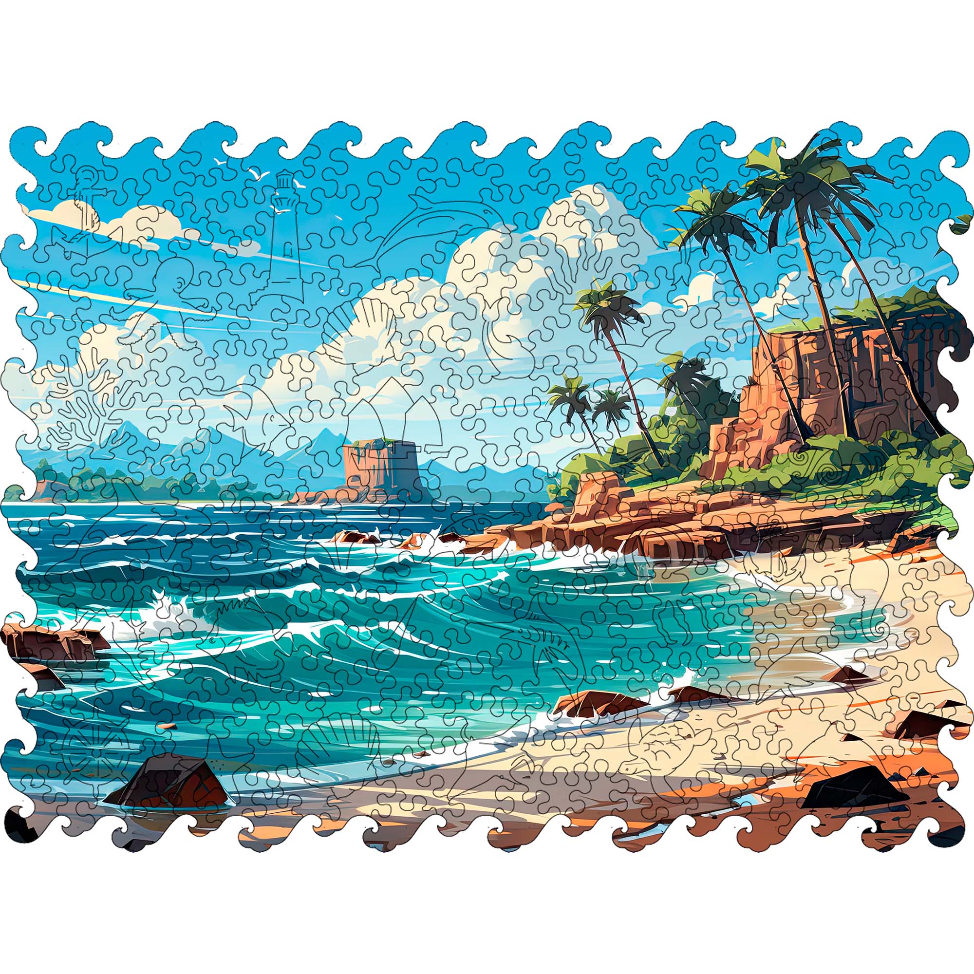 Wooden Jigsaw Puzzle Ocean view - Woods Story