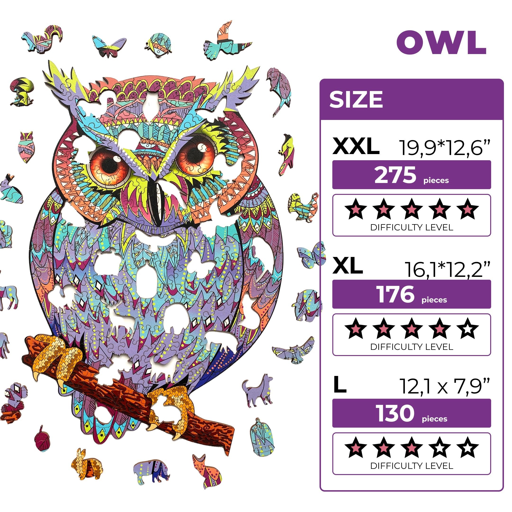Wooden Jigsaw Puzzle Owl - Woods Story