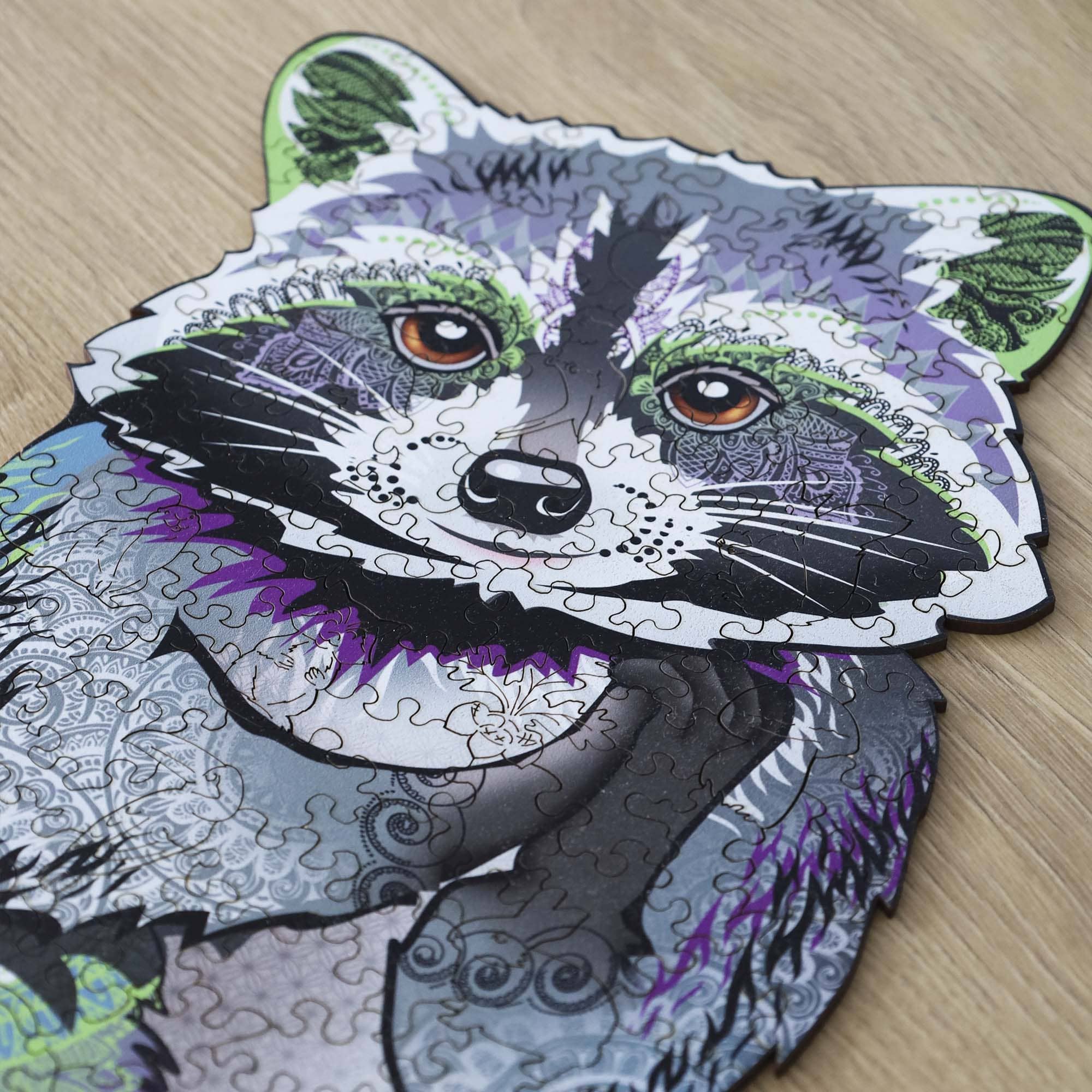 Wooden Jigsaw Puzzle Raccoon - Woods Story