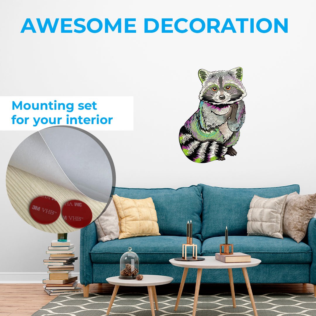 Wooden Jigsaw Puzzle Raccoon - Woods Story