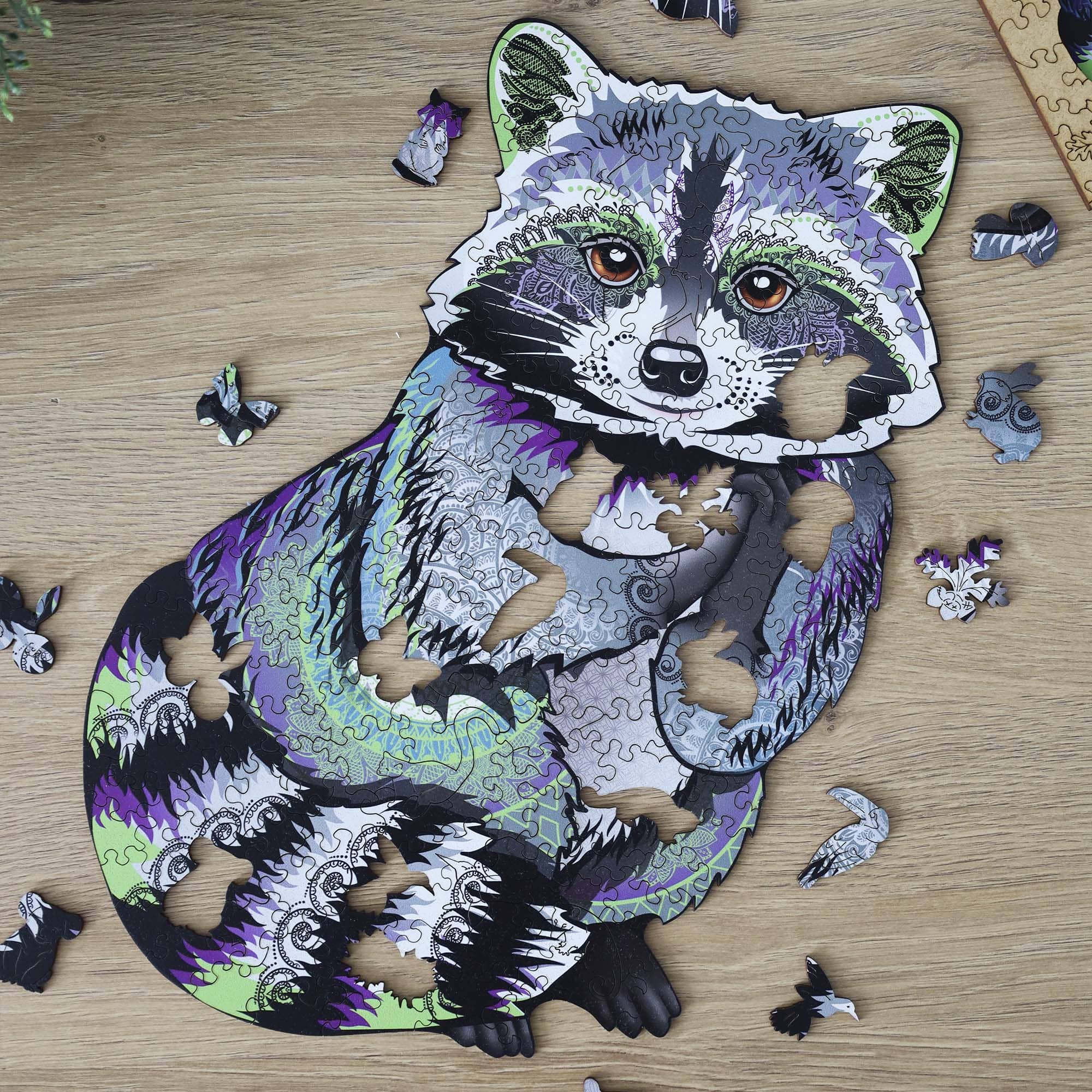 Wooden Jigsaw Puzzle Raccoon - Woods Story