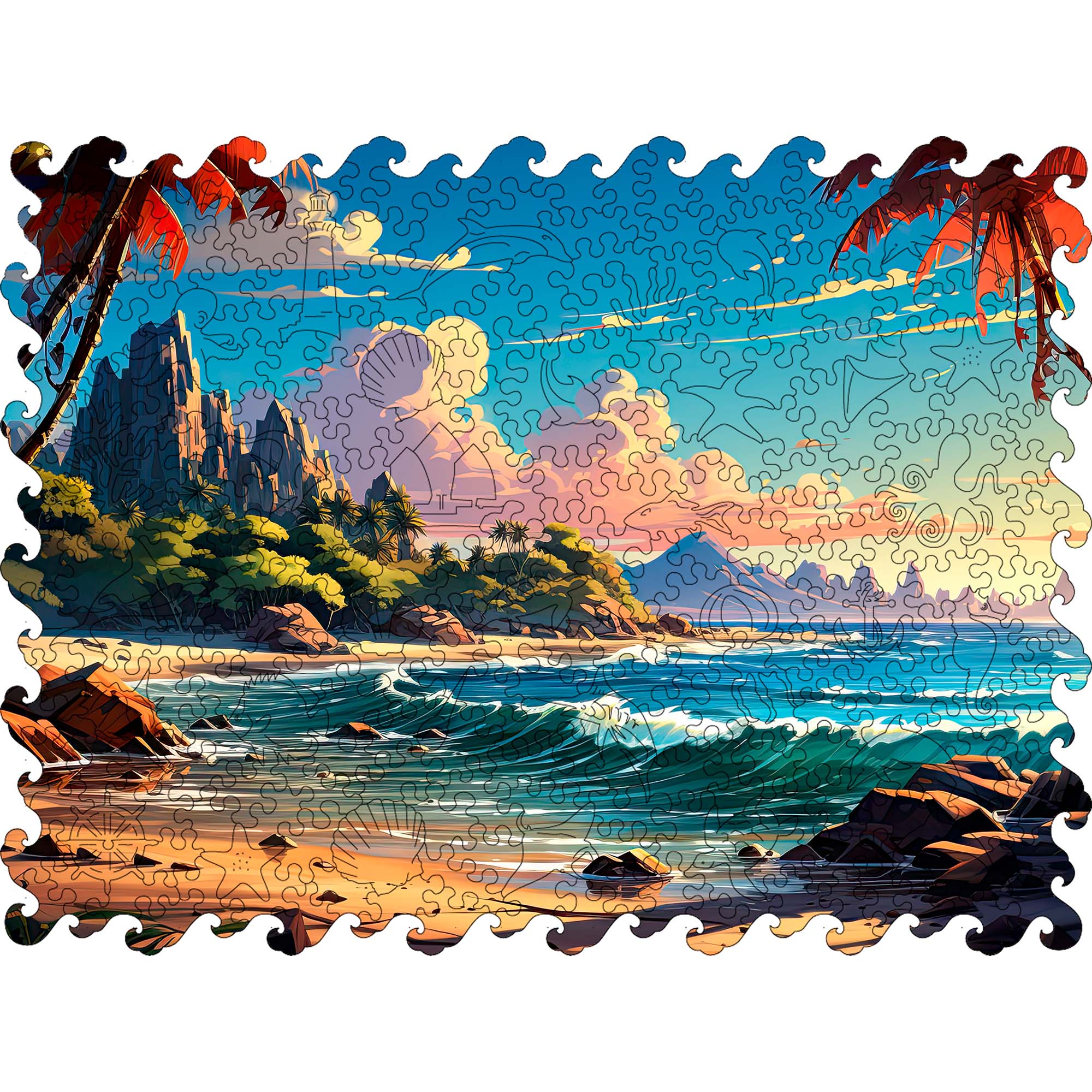 Wooden Jigsaw Puzzle Sea landscape - Woods Story