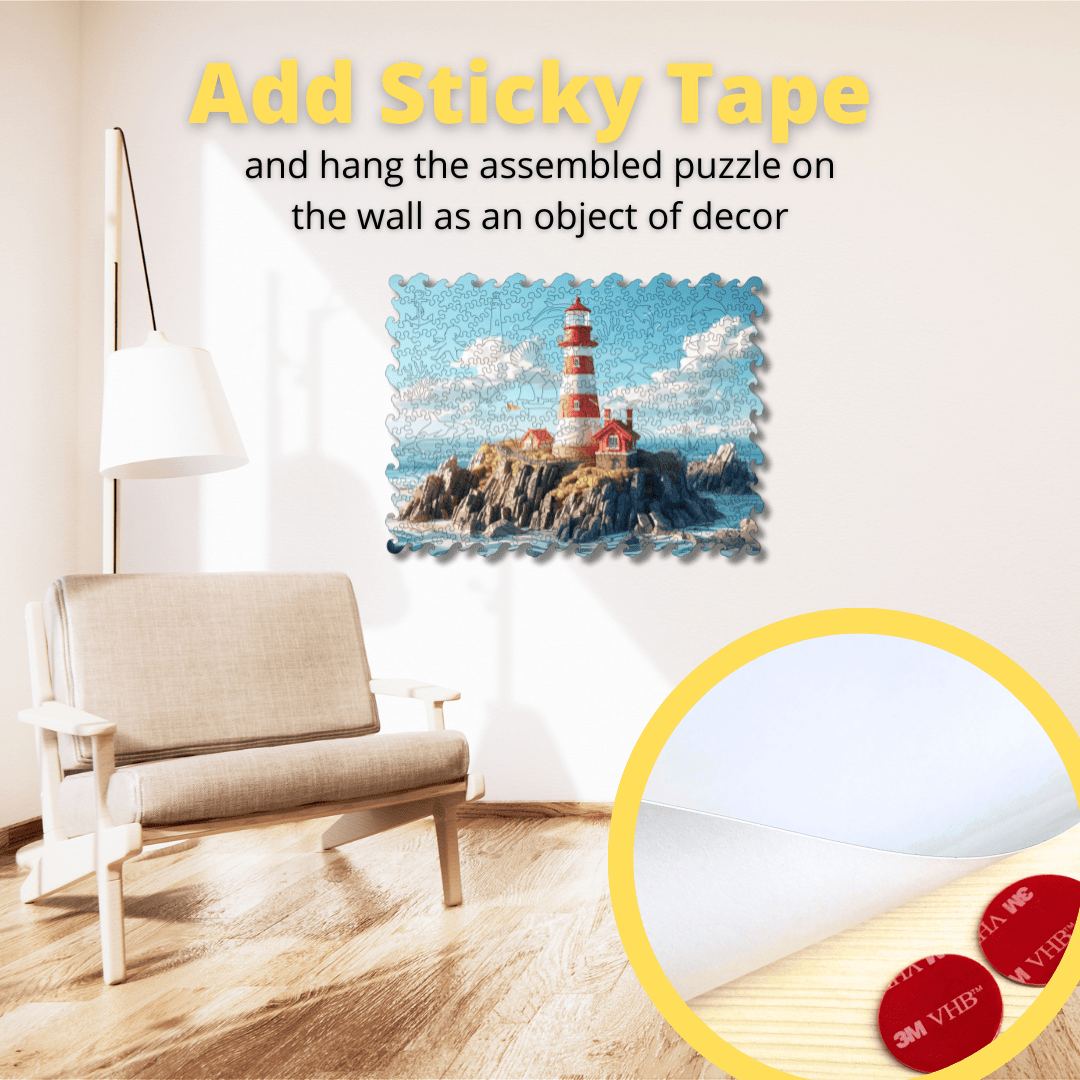Wooden Jigsaw Puzzle Sea Lighthouse - Woods Story