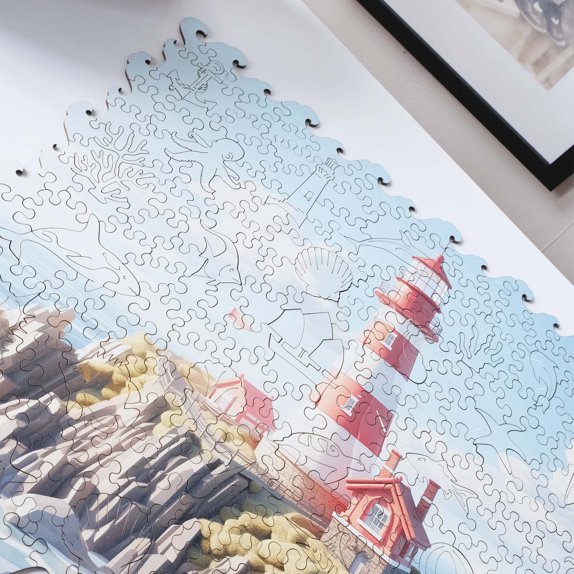 Wooden Jigsaw Puzzle Sea Lighthouse - Woods Story