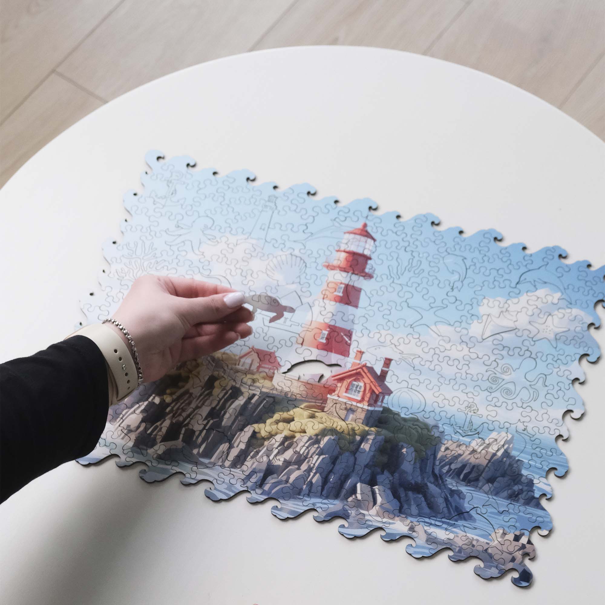 Wooden Jigsaw Puzzle Sea Lighthouse - Woods Story