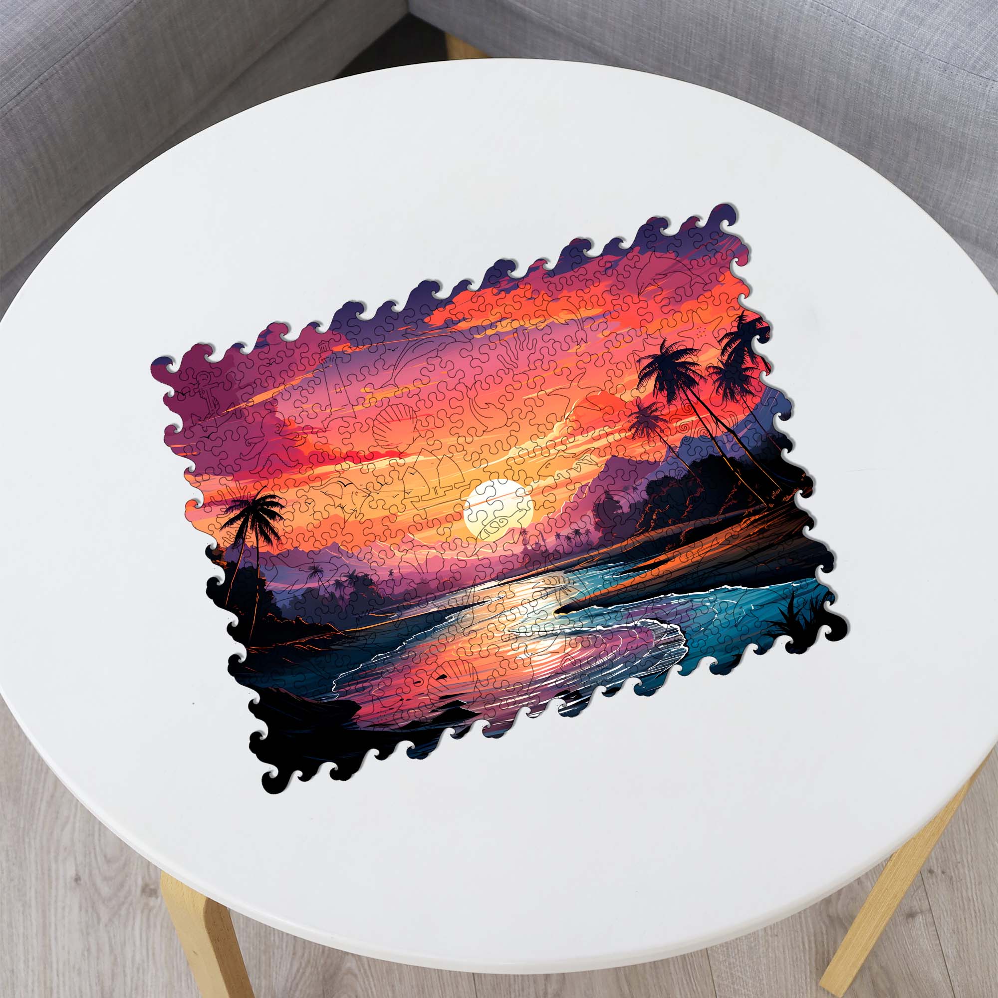 Wooden Jigsaw Puzzle Sea sunset - Woods Story