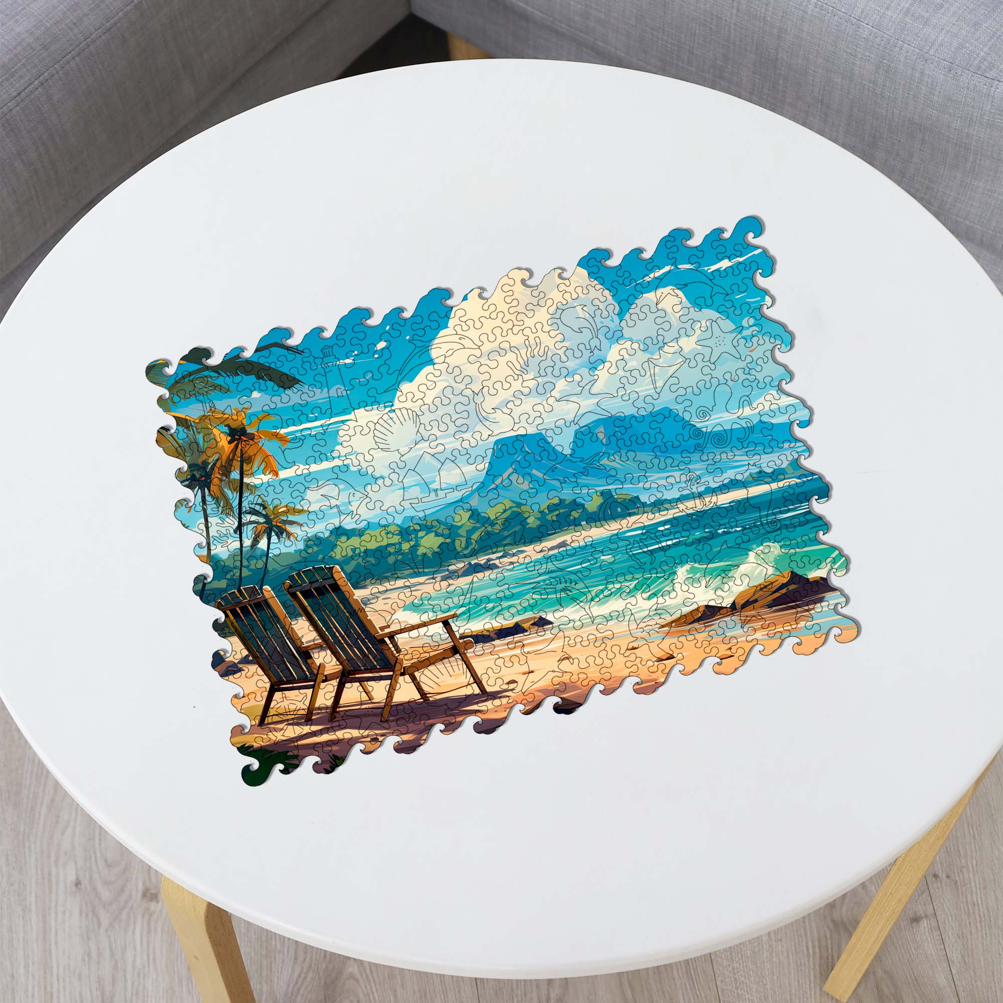 Wooden Jigsaw Puzzle Sea view - Woods Story