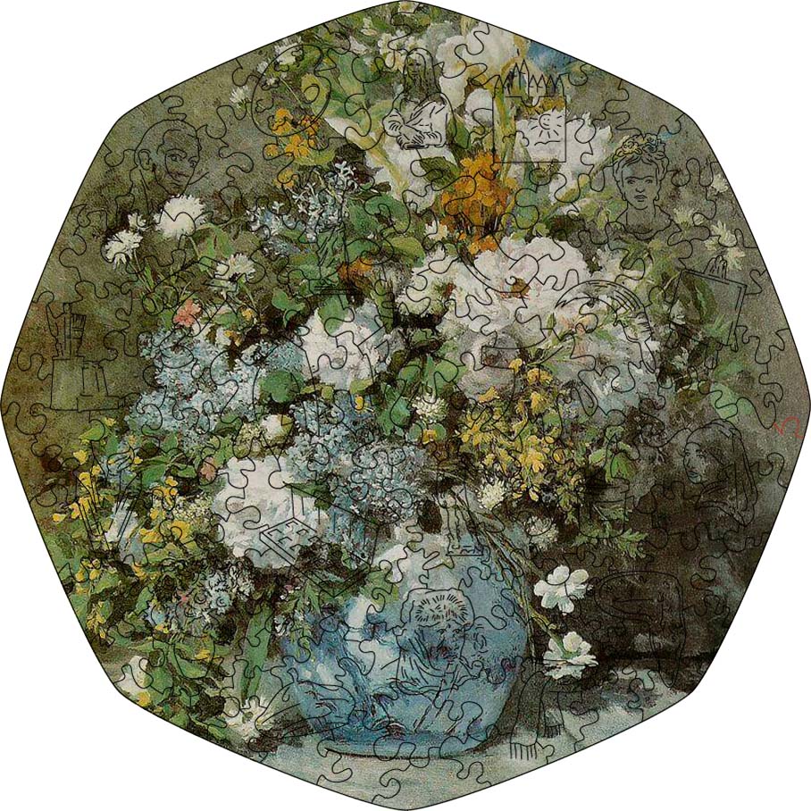 Wooden Jigsaw Puzzle Spring Bouquet (Renoir) - Woods Story