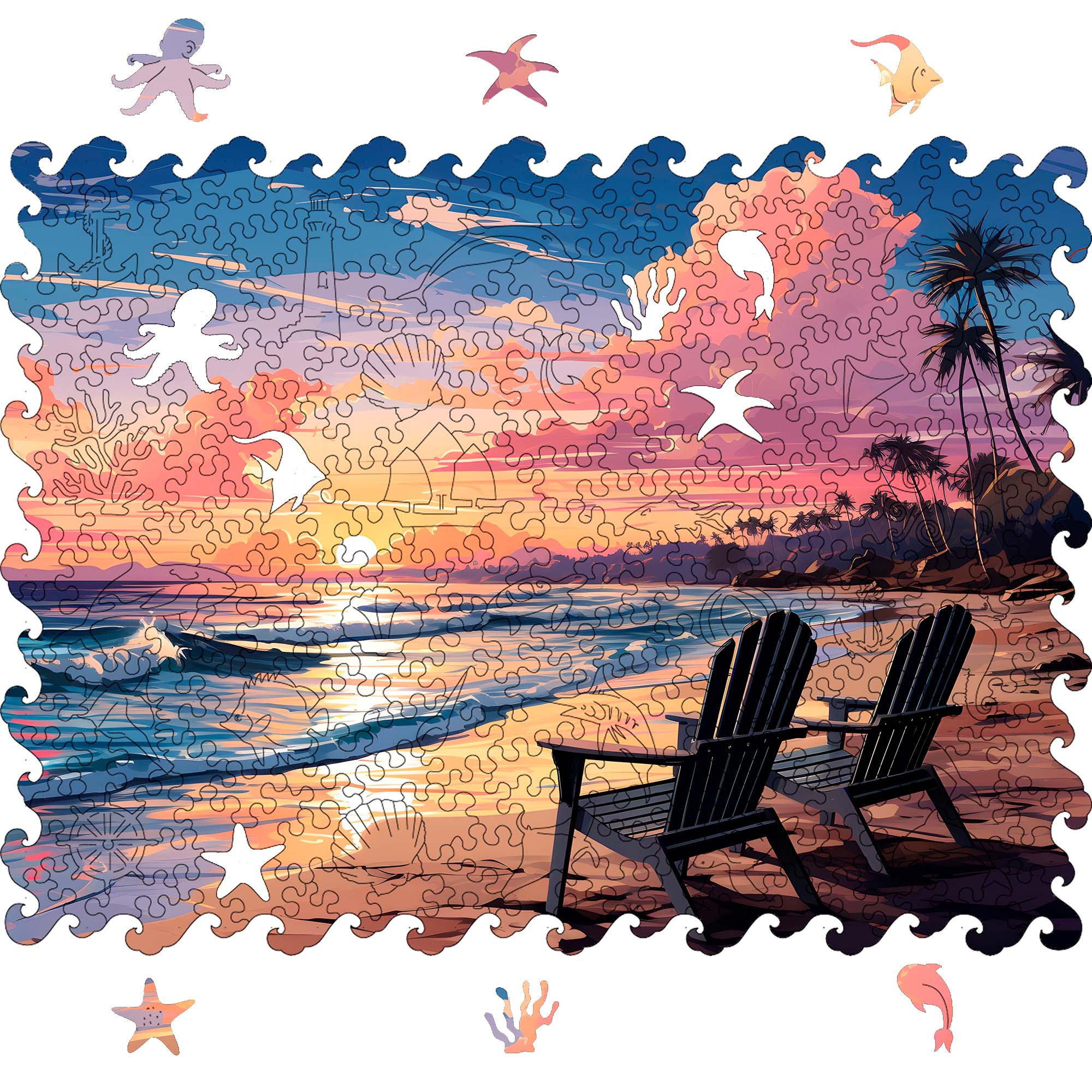 Wooden Jigsaw Puzzle Summer beach - Woods Story