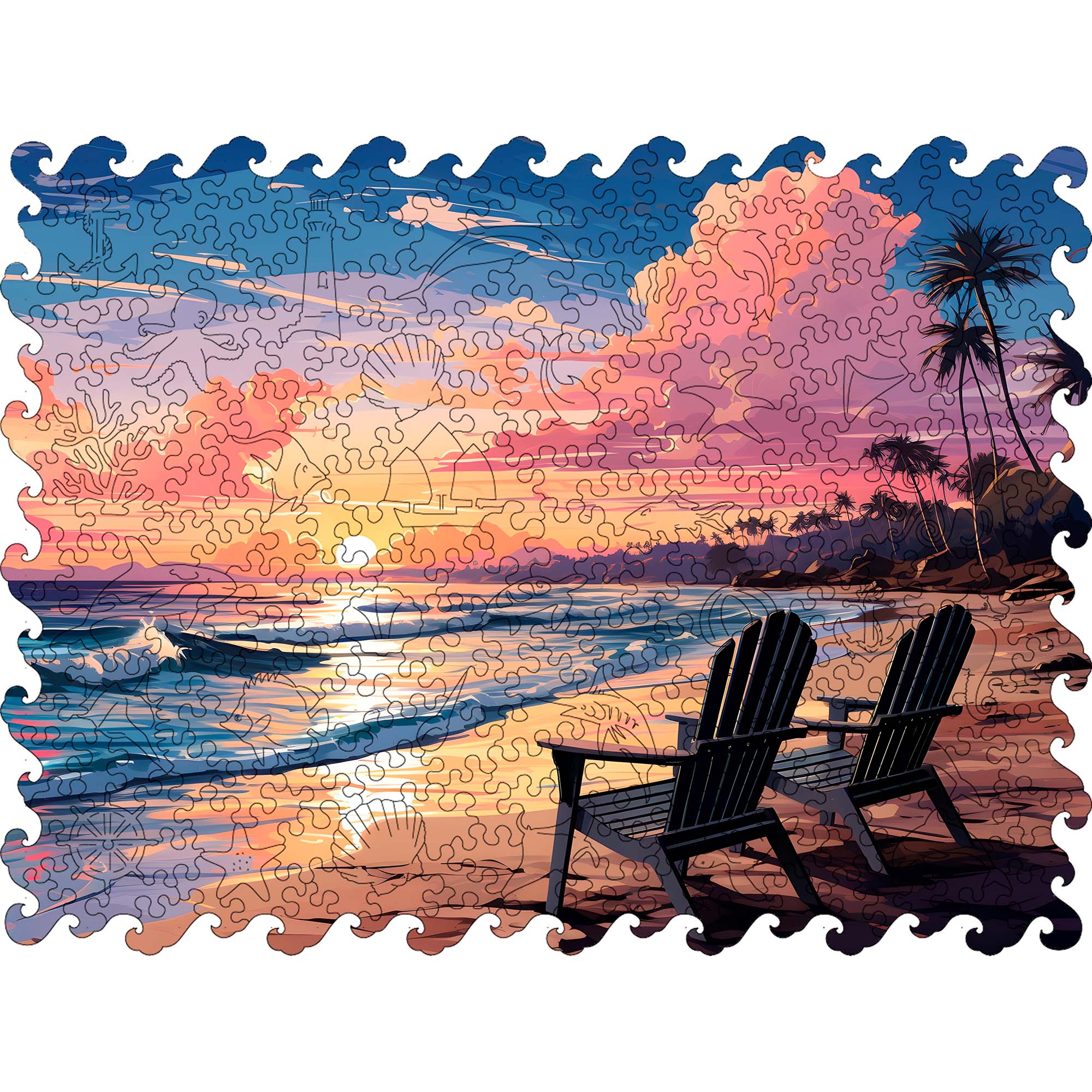 Wooden Jigsaw Puzzle Summer beach - Woods Story