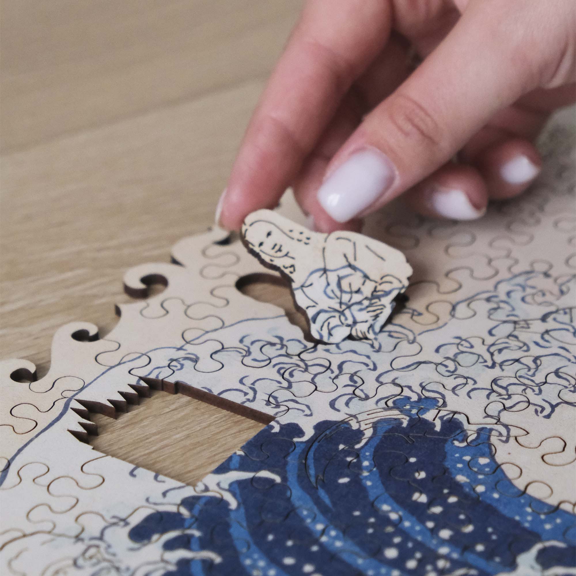 Wooden Jigsaw Puzzle The Great Wave Off Kanagawa (Hokusai) - Woods Story