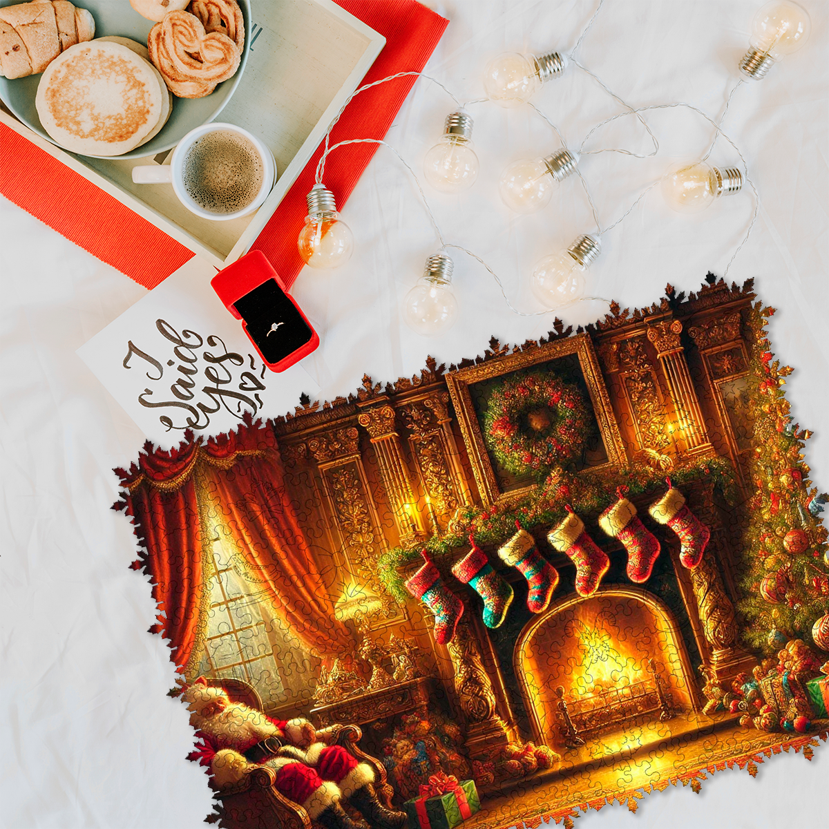 Wooden Jigsaw Puzzle The Warmth of Christmas - Woods Story