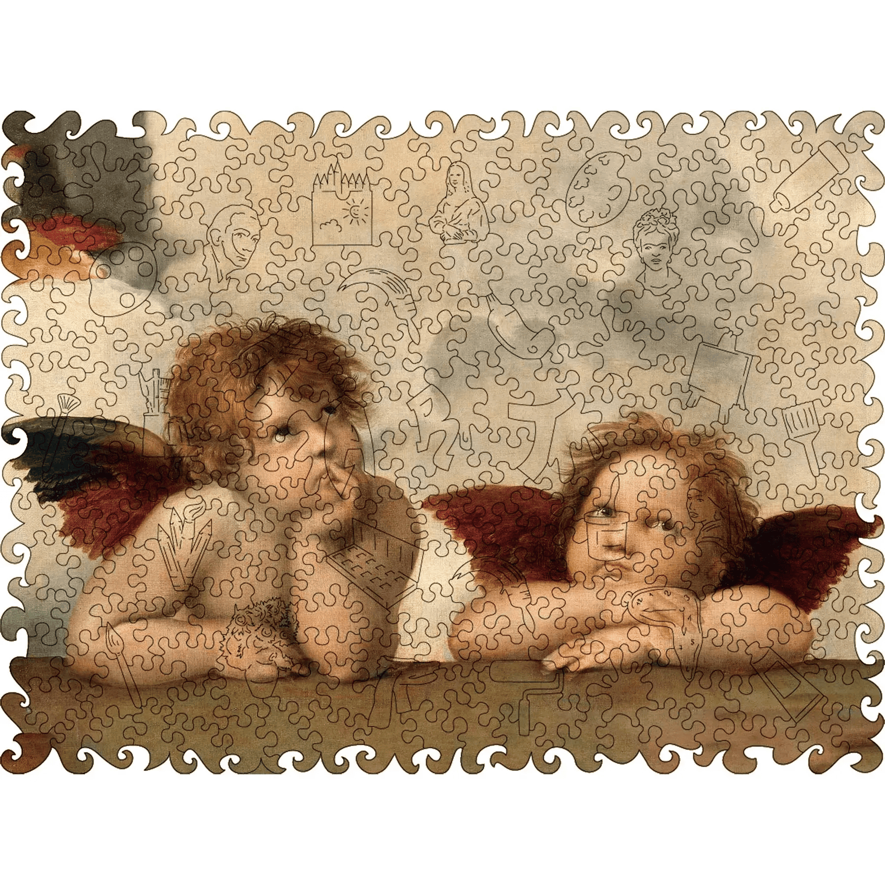 Wooden Jigsaw Puzzle Two Angels (Raphael Santi) - Woods Story