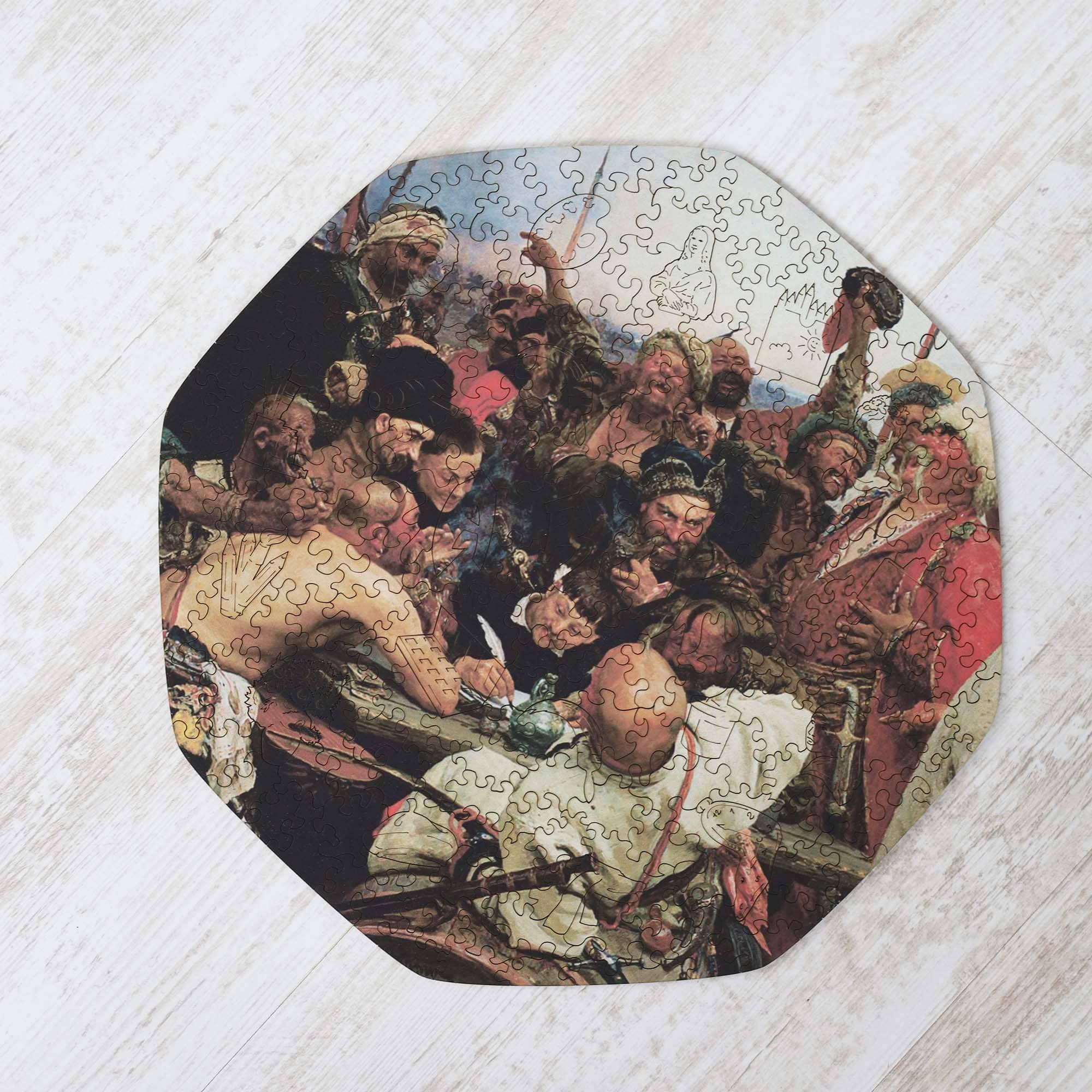 Wooden Jigsaw Puzzle Zaporozhians write a letter (Ilya Repin) - Woods Story