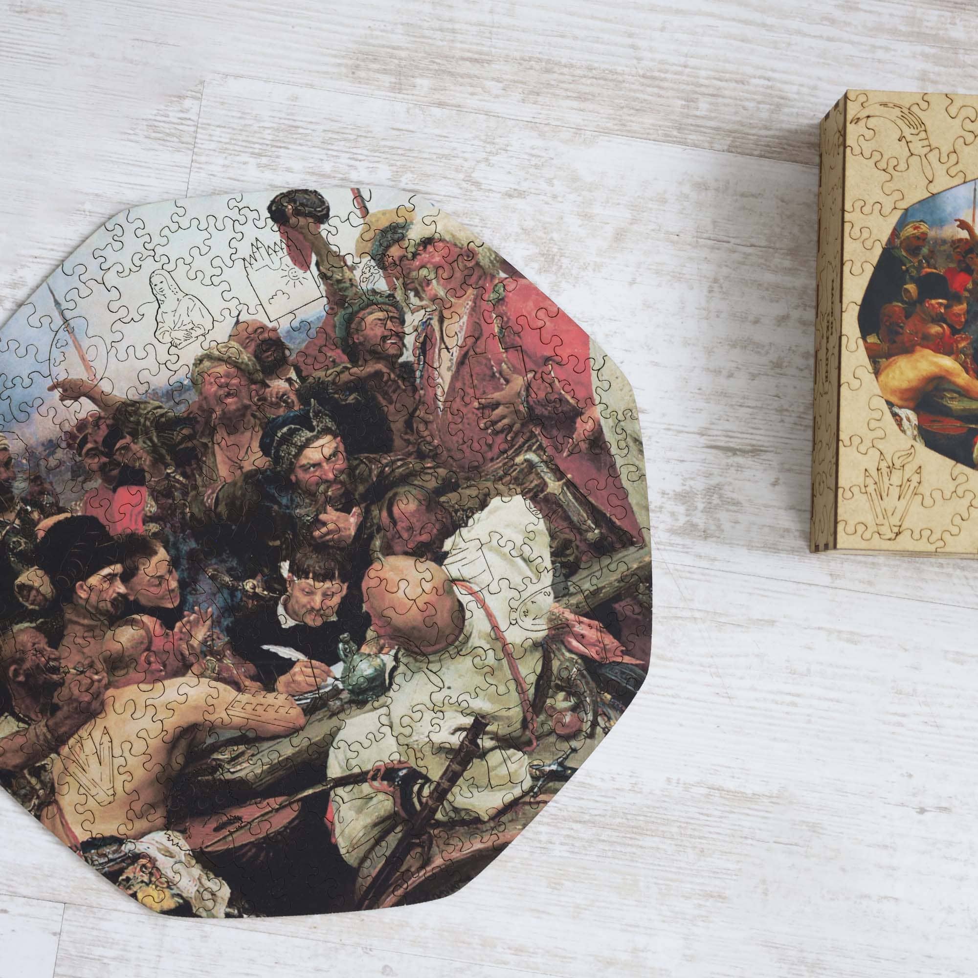 Wooden Jigsaw Puzzle Zaporozhians write a letter (Ilya Repin) - Woods Story