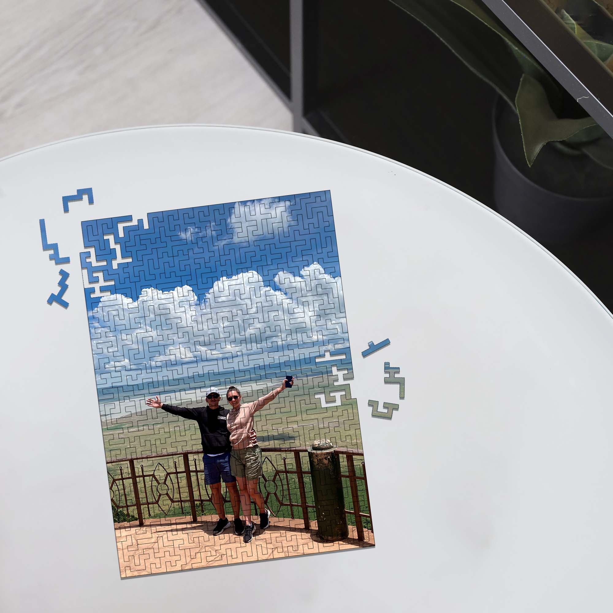 Wooden Personalized Photo Puzzle - Labyrinth - Woods Story