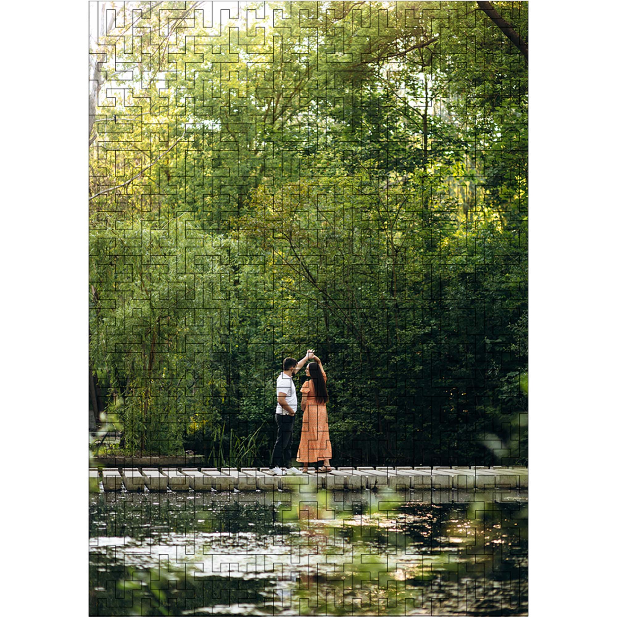 Wooden Personalized Photo Puzzle - Labyrinth - Woods Story