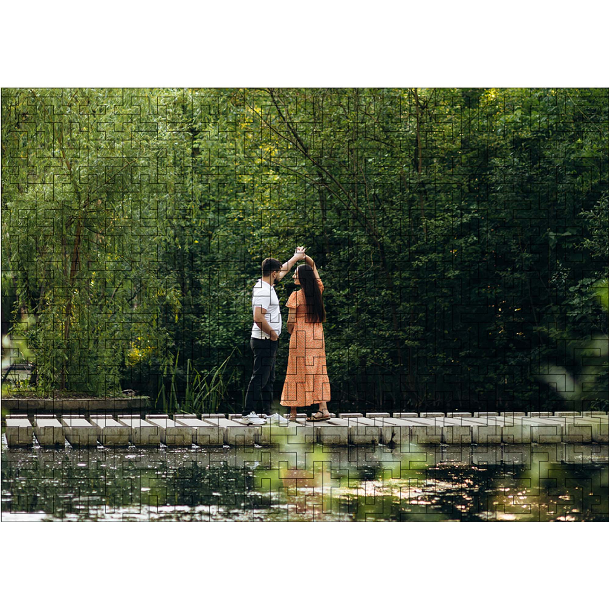 Wooden Personalized Photo Puzzle - Labyrinth - Woods Story