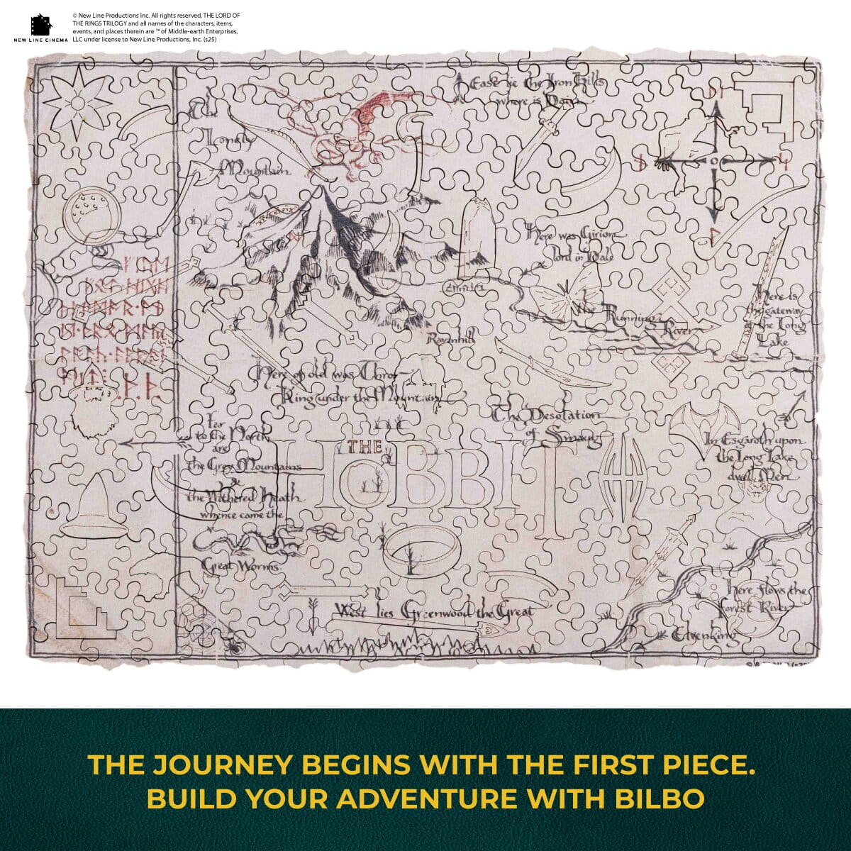 Wooden Shaped Puzzle The Hobbit™ - Map to the Lonely Mountain - Woods Story