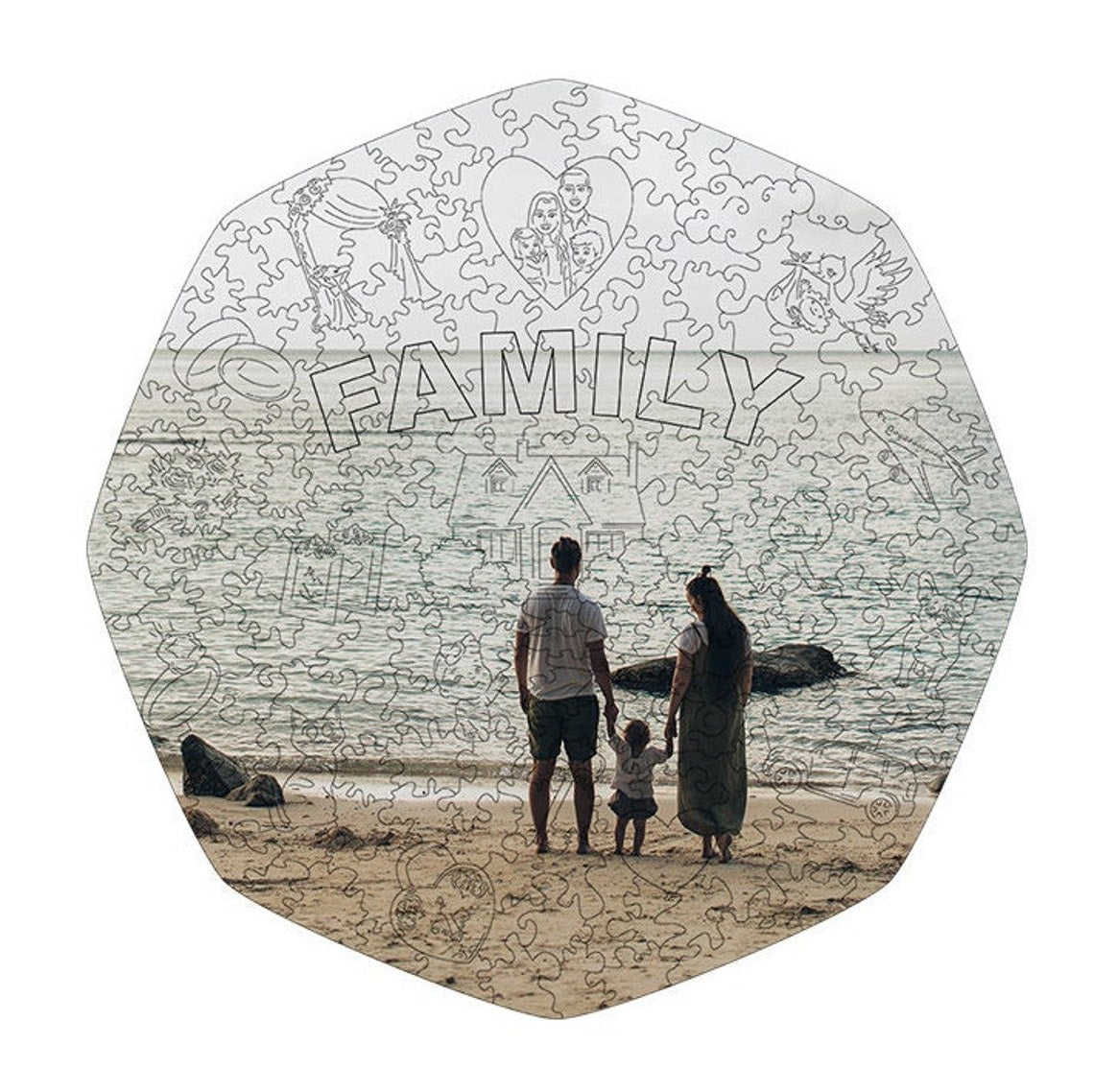 Custom Wooden Jigsaw Puzzle Family