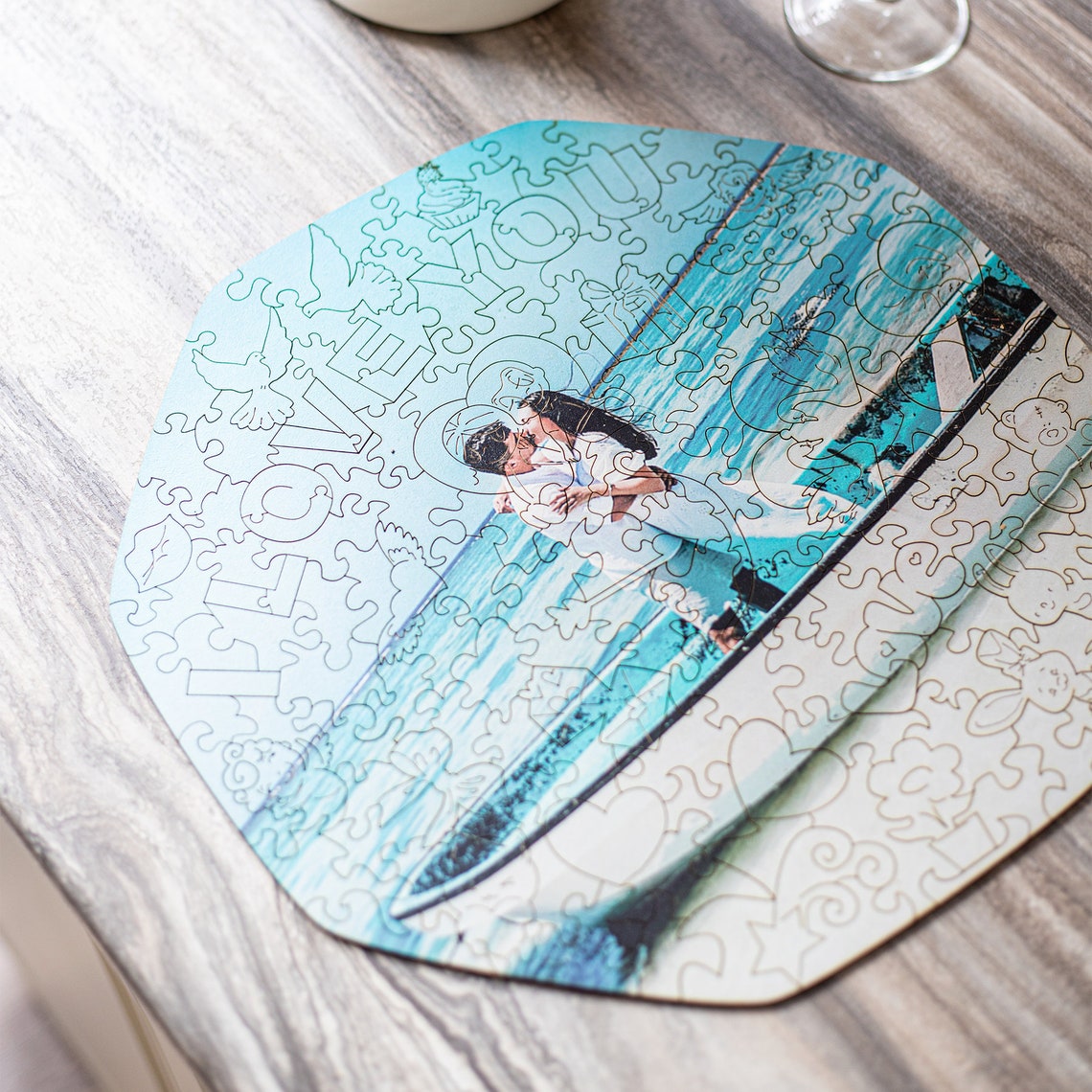 Custom Wooden Jigsaw Puzzle Love